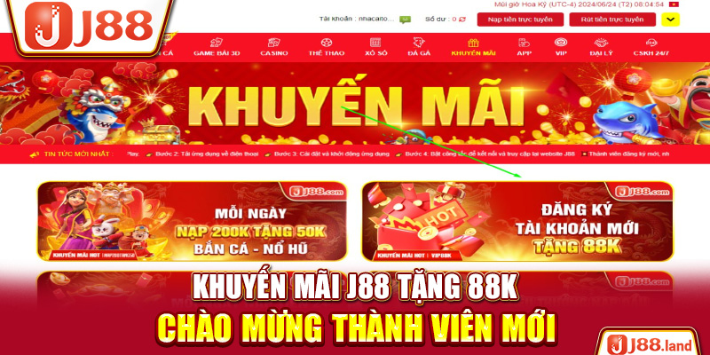 Khuyến Mãi J88 Tặng 88K Chào Mừng Thành Viên Mới