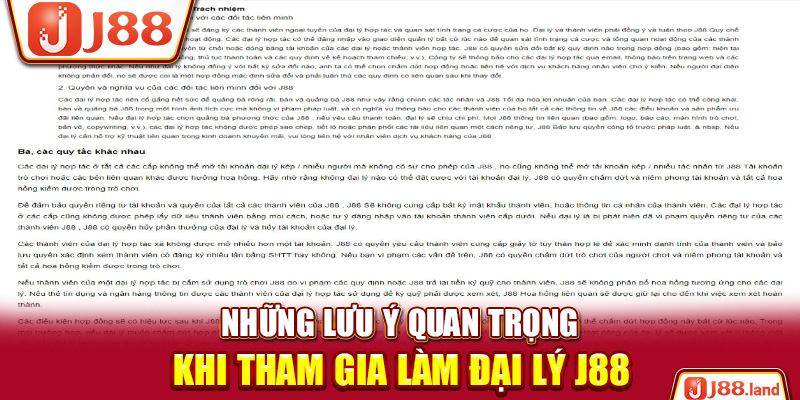 Những lưu ý quan trọng khi tham gia làm đại lý J88